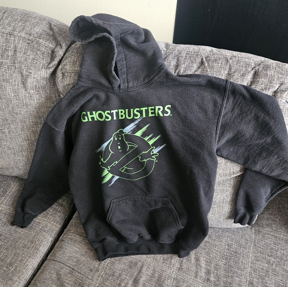 Black Hooded Sweatshirt with Neon Green Logo